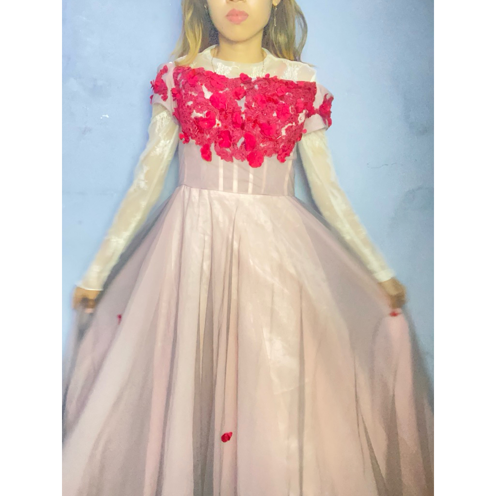 Dress Fairy Tale bunga merah gown maternity gaun prewedding bridal gaun gown