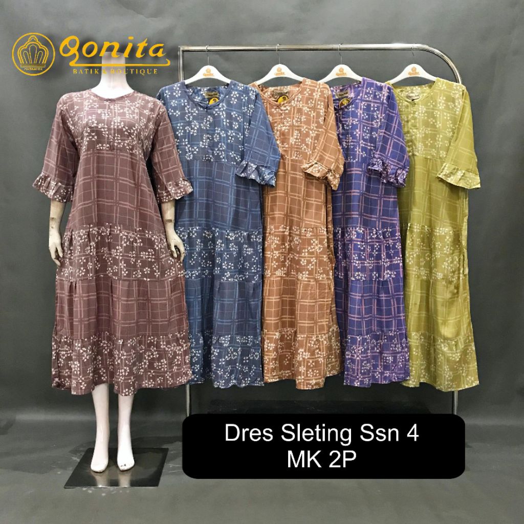 {Ld 106 Cm} Daster Qonita Batik ll Dres Sleting Susun 4 MK 2P