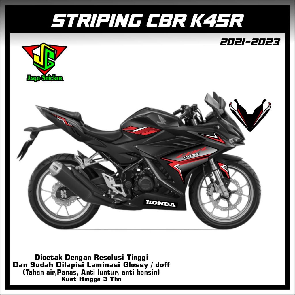 Stiker Striping CBR 150 R K45R 2021-2023 Keren Simpel / stiker fairing Honda Cbr 150 r simple