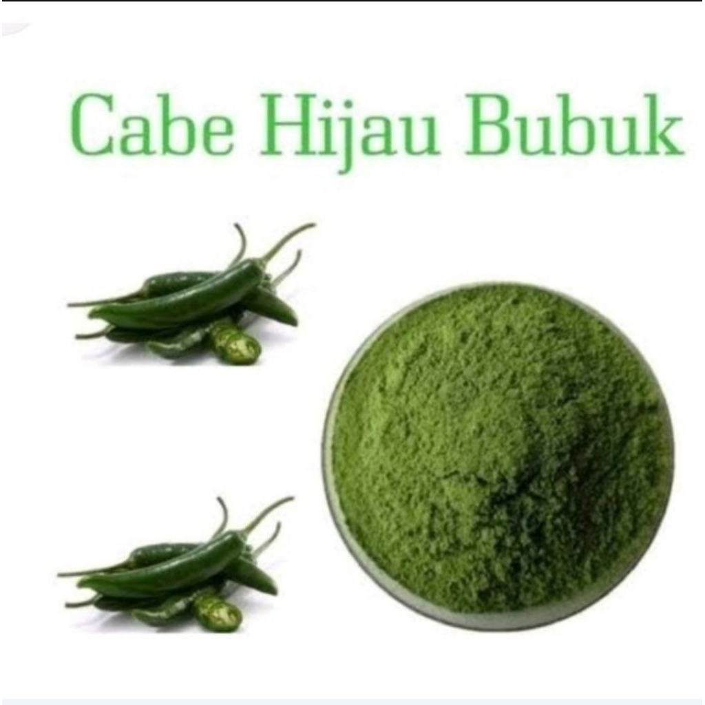 Cabe hijau bubuk/cabe ijo halus 100gram.