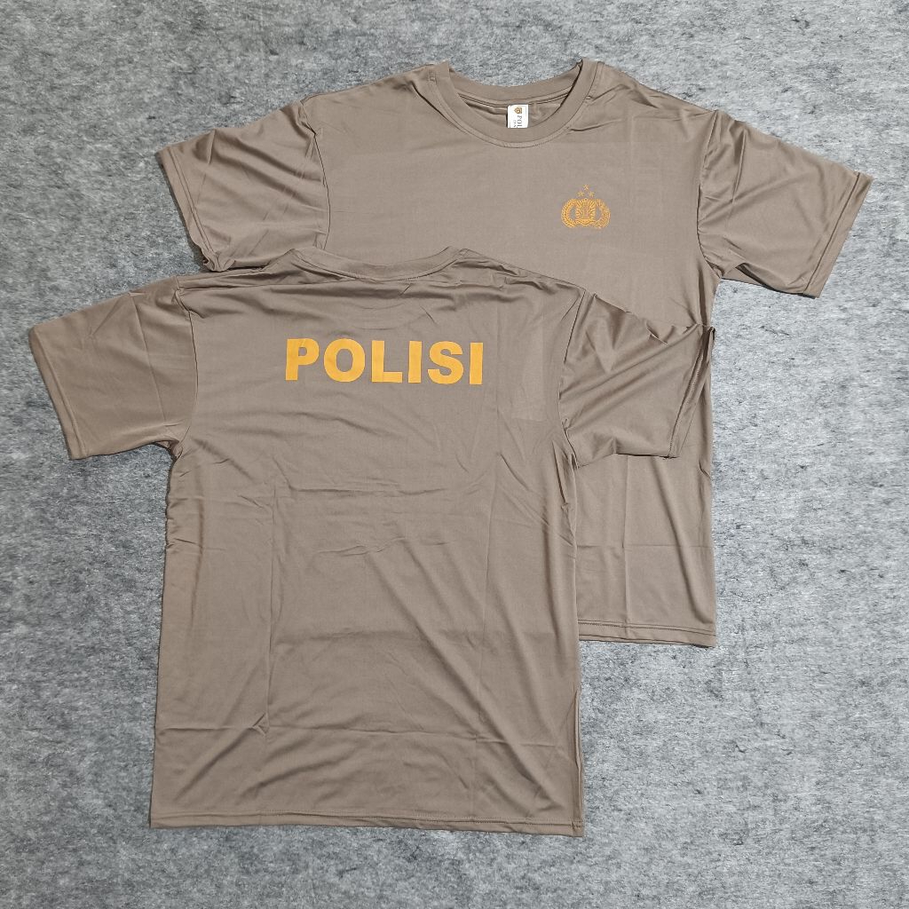 Kaos Polisi Coklat Pendek Jatah 2023 Bahan Spandek / Kaos Coklat Polisi / Kaos Polisi