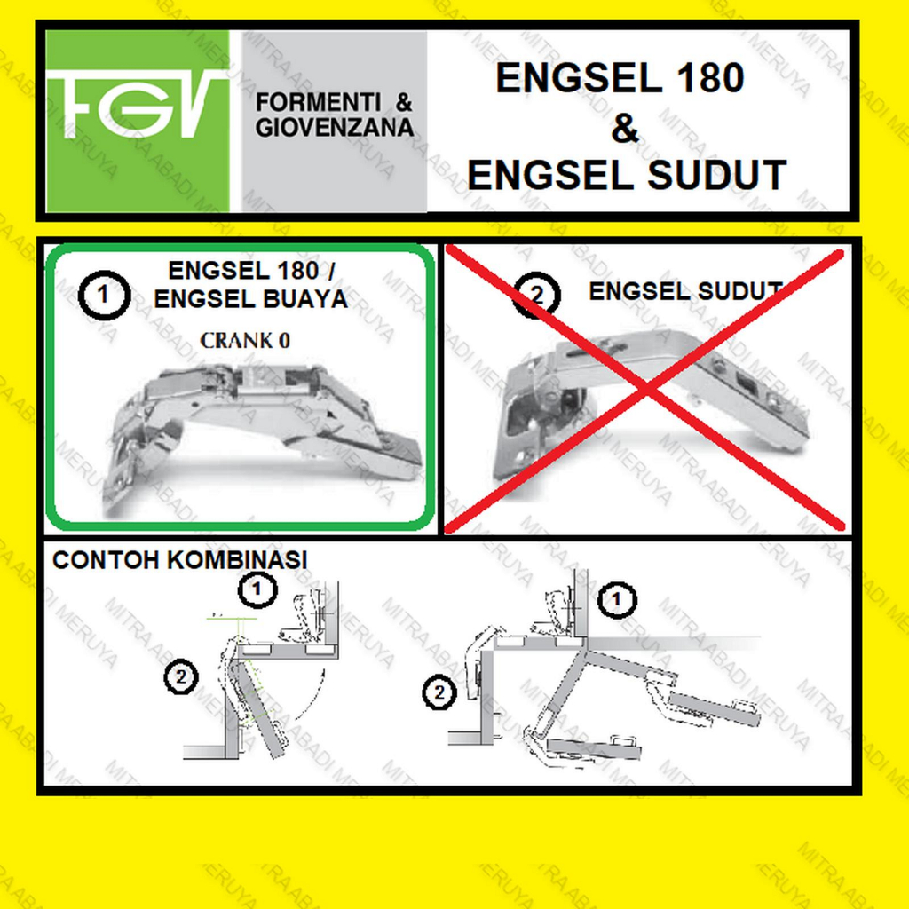 Engsel Sendok FGV 180 Derajat Soft Close Engsel 180