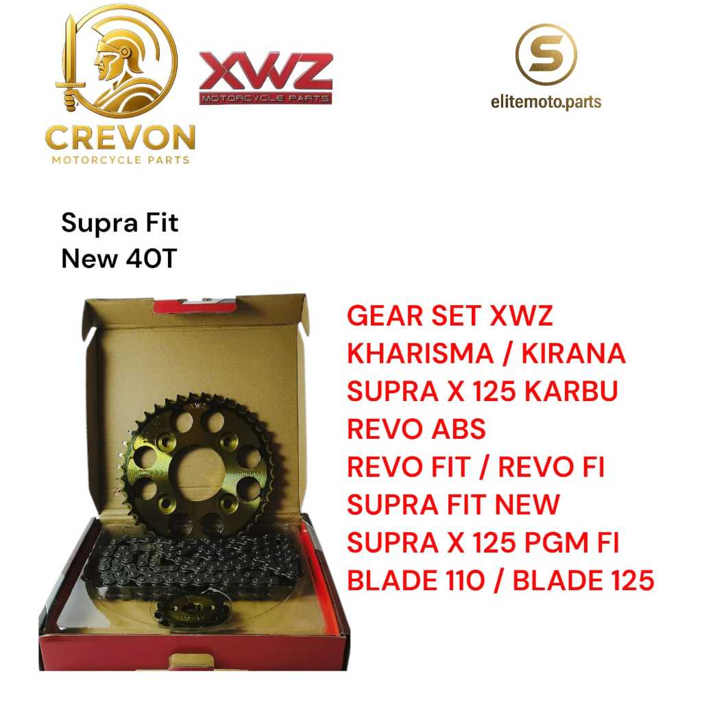 GEAR SET / GIR PAKET XWZ 40T SUPRA FIT NEW / KARISMA / SUPRA X 125 / BLADE / REVO ABSOLUTE (14T-40T)