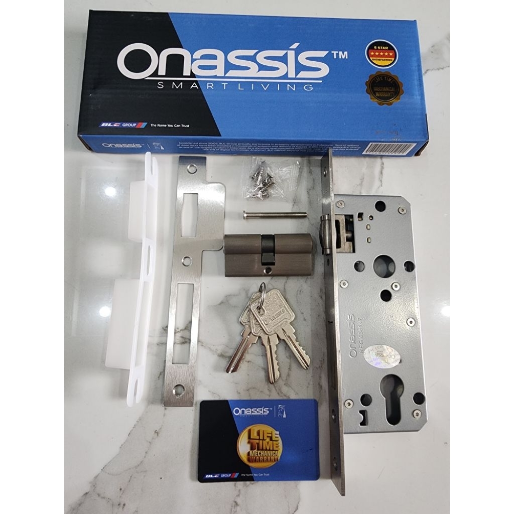 Body Kunci Pelor Pintu Kayu ONASSIS 8816-40 SS + SILINDER 65MM ONASSIS