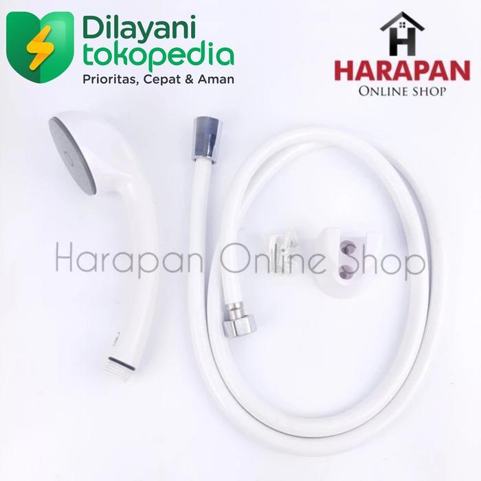 Hand Shower Mandi Pvc Putih A129 + Selang / Shower Mandi Plastik