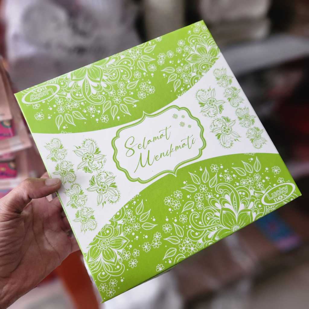 Isi 50 pc Dus Nasi Ukuran 20 Motif Hijau – Box Nasi Motif Elegan