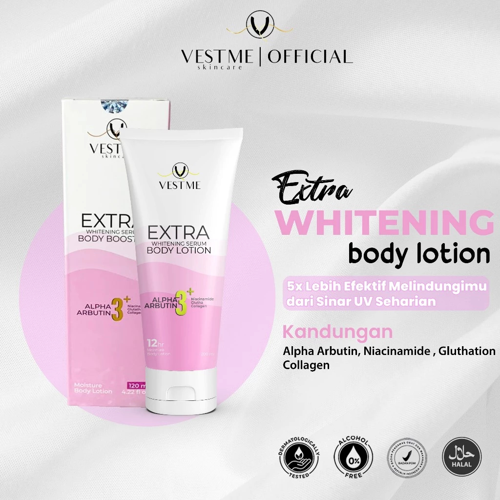 Vestme Body Lotion Extra Whitening Serum Body Booster Alpha Arbutin 3+