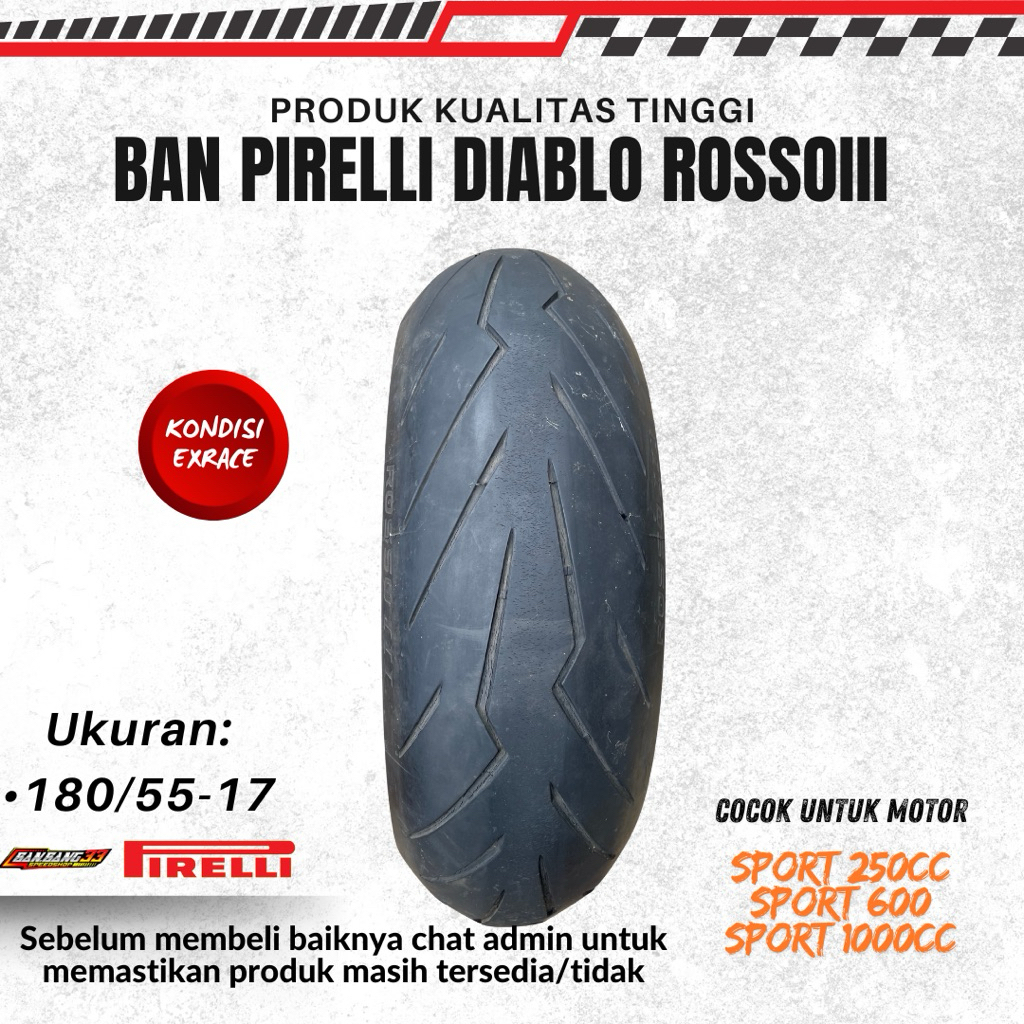Ban Motor R6,ZX25/6,CBR600,GSX600 Pirelli RossoIII 180/55-17