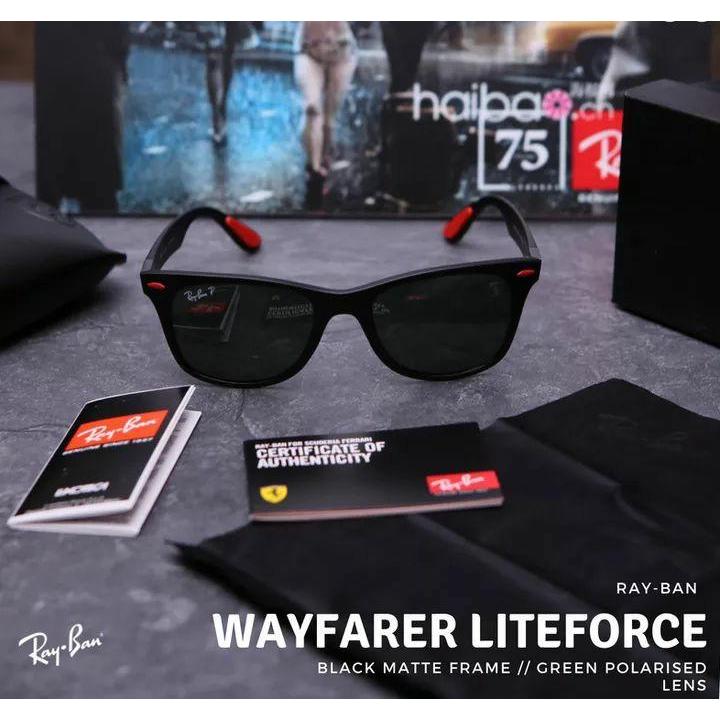 KACAMATA RAYBAN FERRARI LITEFORCE RB4195 F602/71 BLACK DOFF POLARIZED ORIGINAL