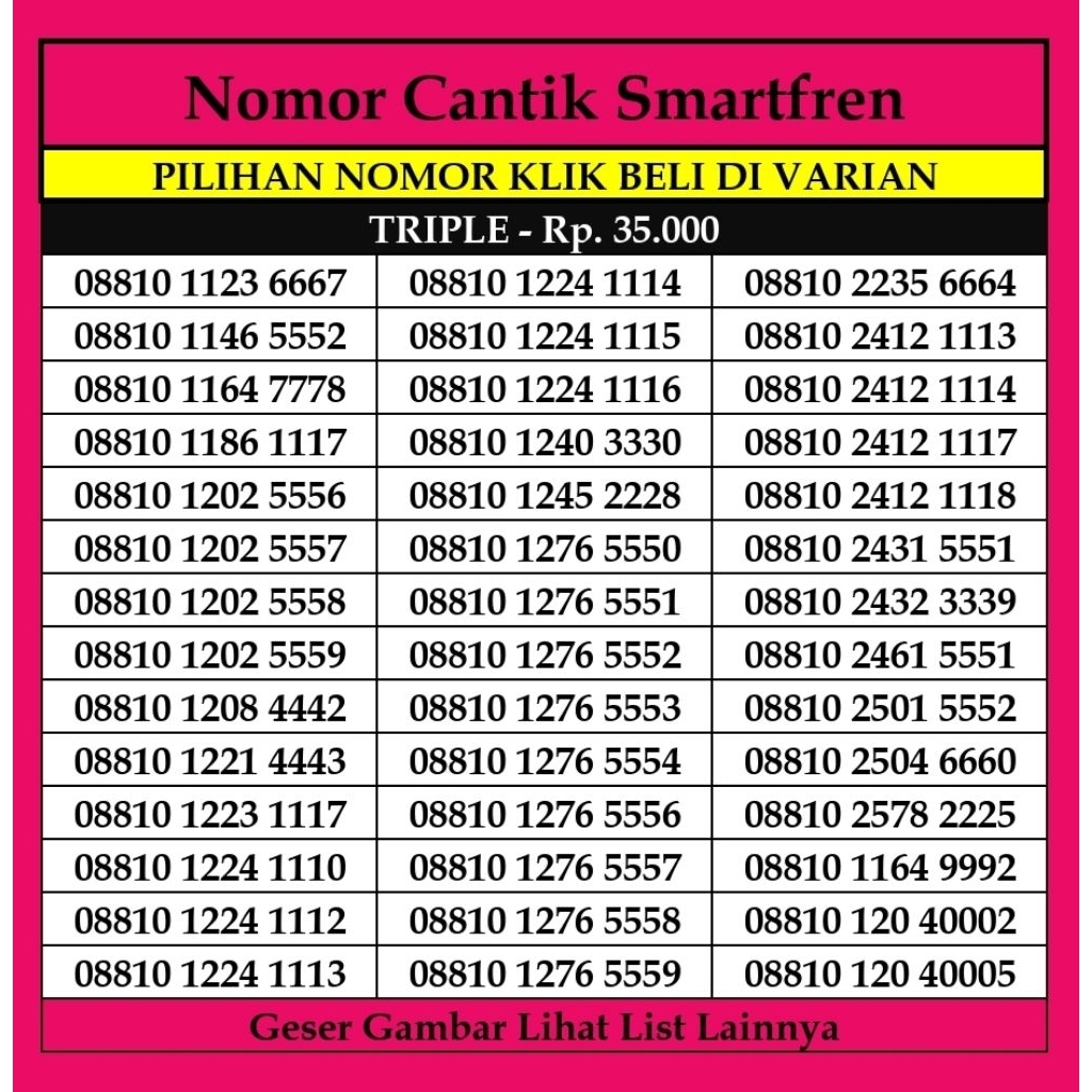 Kartu Perdana Smartfren Nomor Cantik