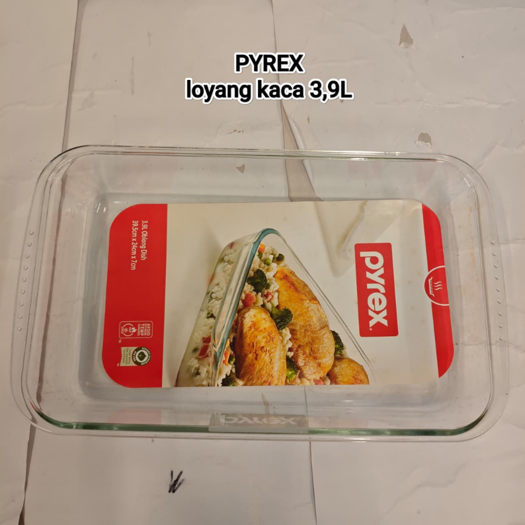 Pyrex Loyang Kaca 3,9 Liter Bakeware Baking Glassware 24cm 39,5cm 7cm