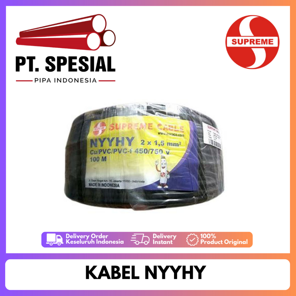 Kabel NYMHY/Kabel NYYHY 2x1.5mm/ Kabel Supreme/Kabel Murah/ Hitam Per Roll 50Mtr - 09