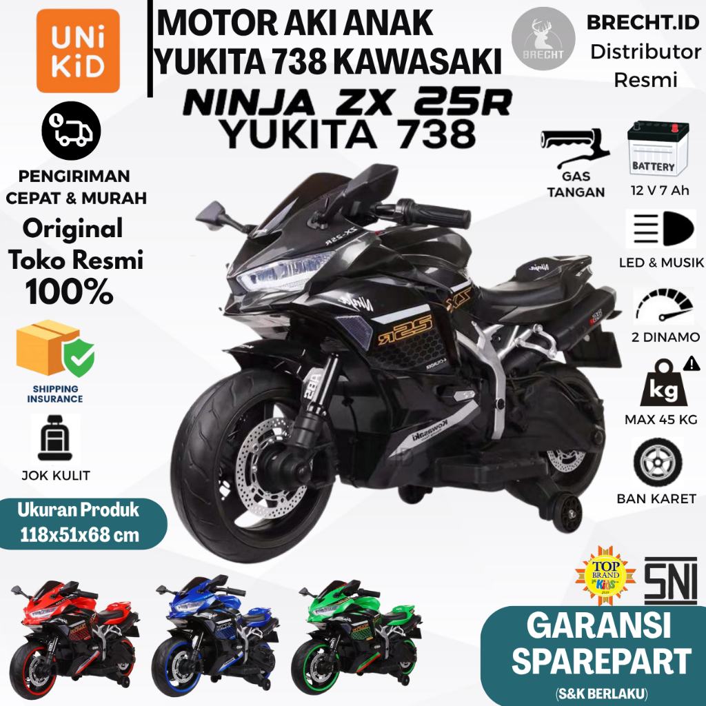 KHUSUS INSTAN GOJEK/GRAB Mainan Anak Motor Aki Yukita 738 Ninja GO & Pacific PT 6611 / Unikid MB 191