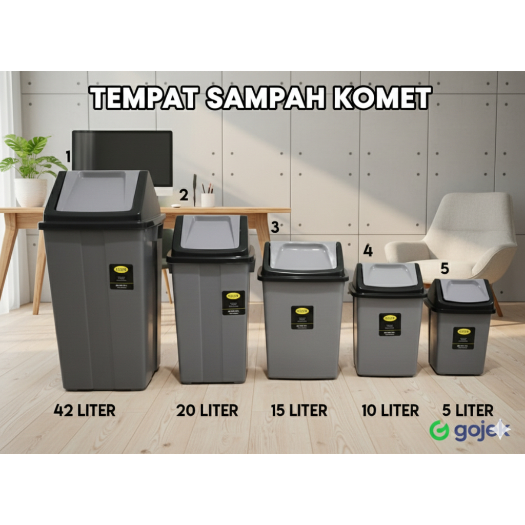 KHUSUS GOJEK Tempat Sampah Komet Star 42 L / Tong Sampah Tempat Sampah Tutup Goyang