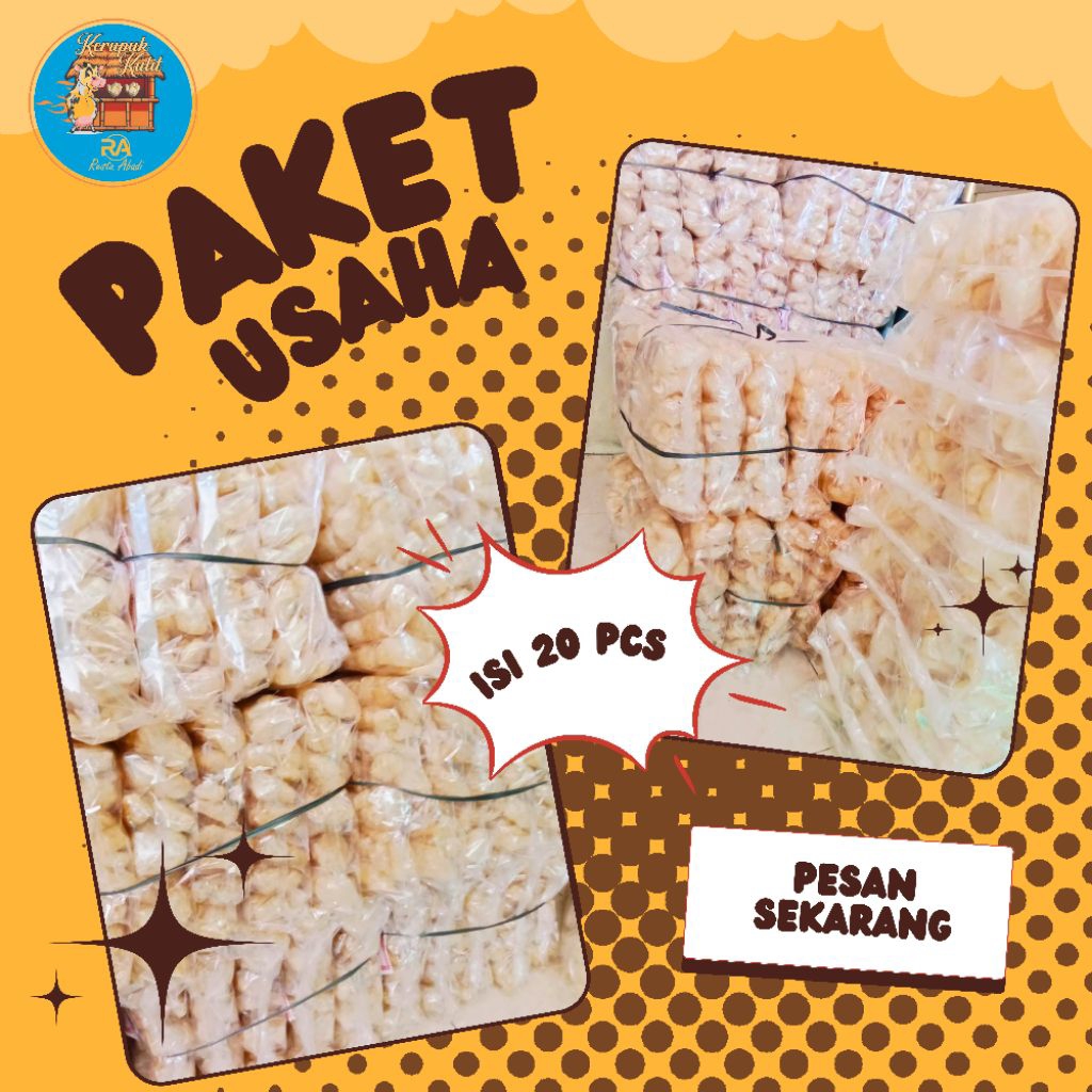 kerupuk kulit sapi isi 20pcs/paket usaha murah/derokdok/rambak/Snack/cemilan/jajanan/makanan siap ma