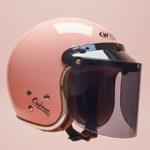 [Bundle Hijab]Helm SC Hijab Friendly Helm Retro Classic Wanita Dewasa Original SNi Warna Dusty Pink 
