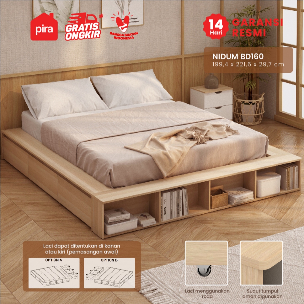 PIRA -  NIDUM BD160 Dipan / Tempat Tidur dengan Laci Penyimpanan