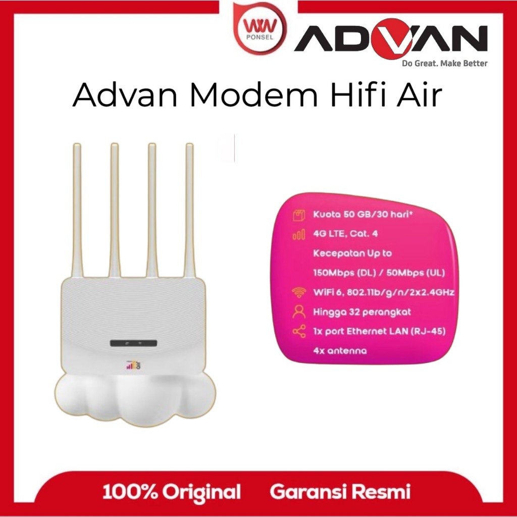 Indosat HiFi Air Advan Wifi Modem 4G LTE 50GB