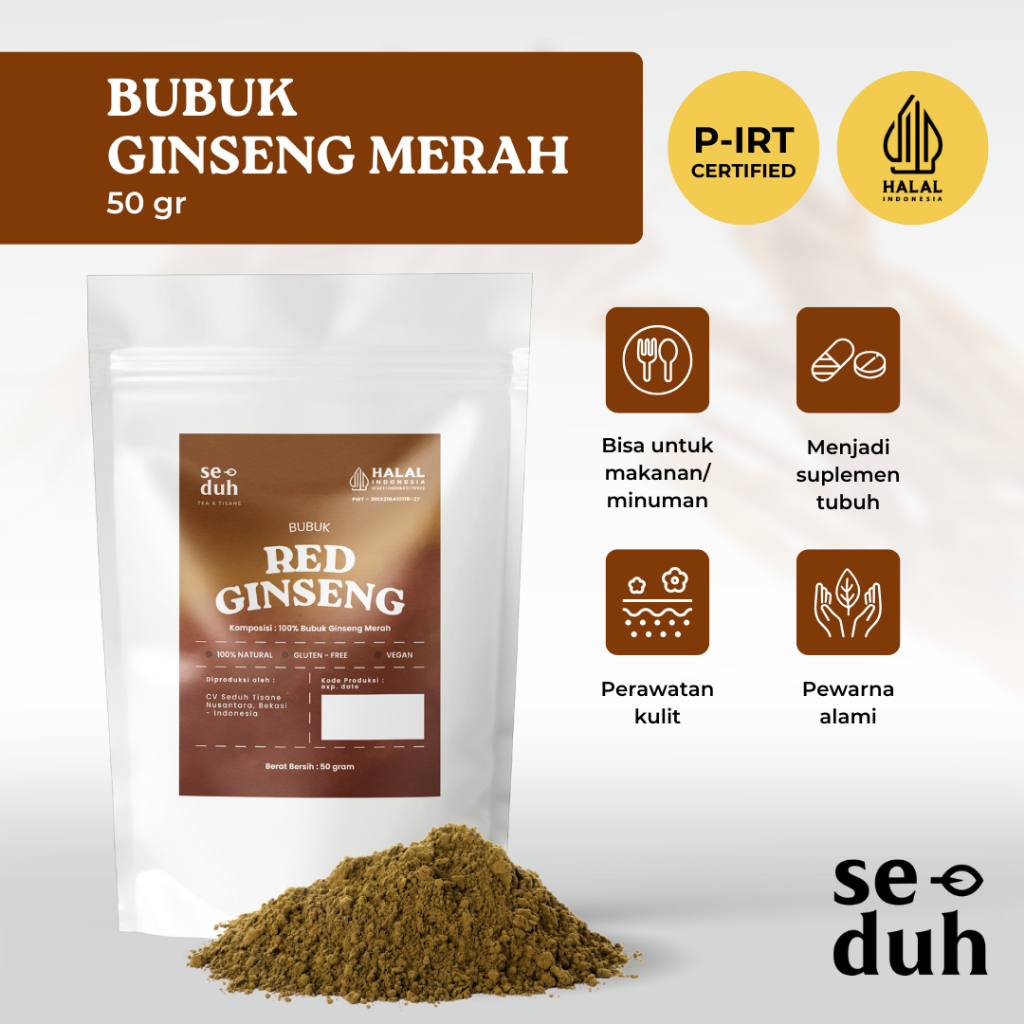 SEDUH TEA & TISANE | Bubuk Akar Ginseng Merah / Red Ginseng Powder / Roots Powder 50 gram