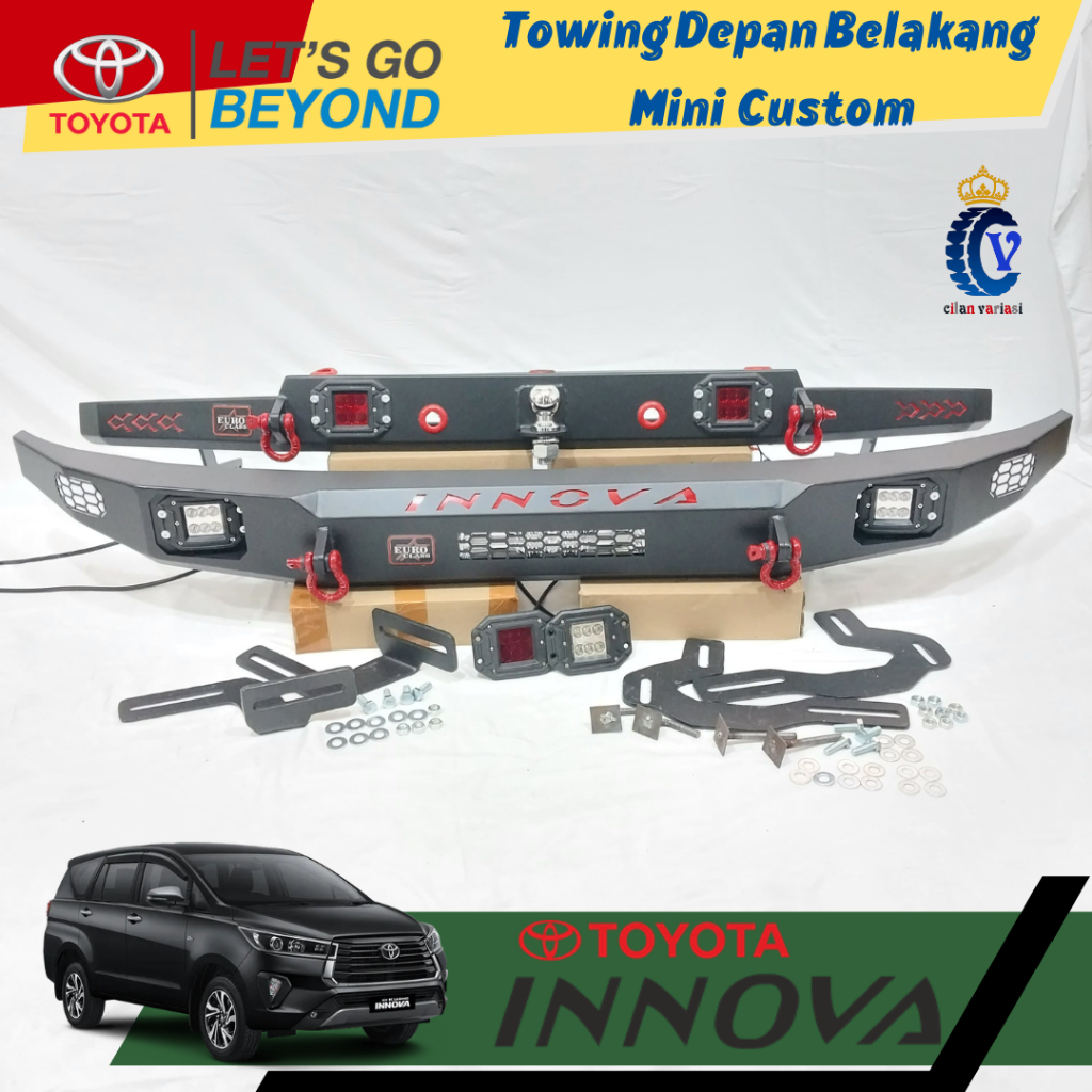 Paket Towing Tanduk Depan Belakang Pelindung Body Mobil Innova Reborn 2016 - 2025 Mini Custom