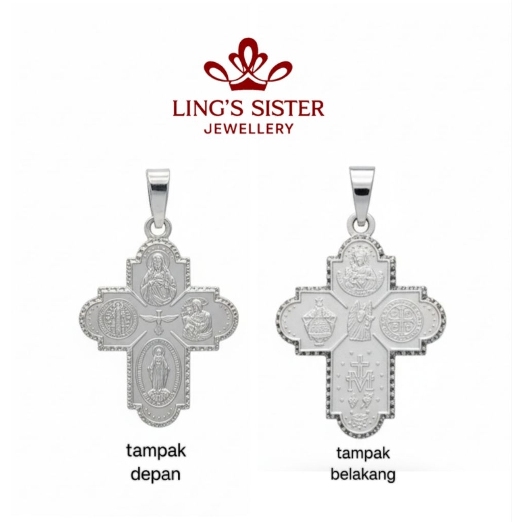 Liontin Salib Empat Injil Italy Import