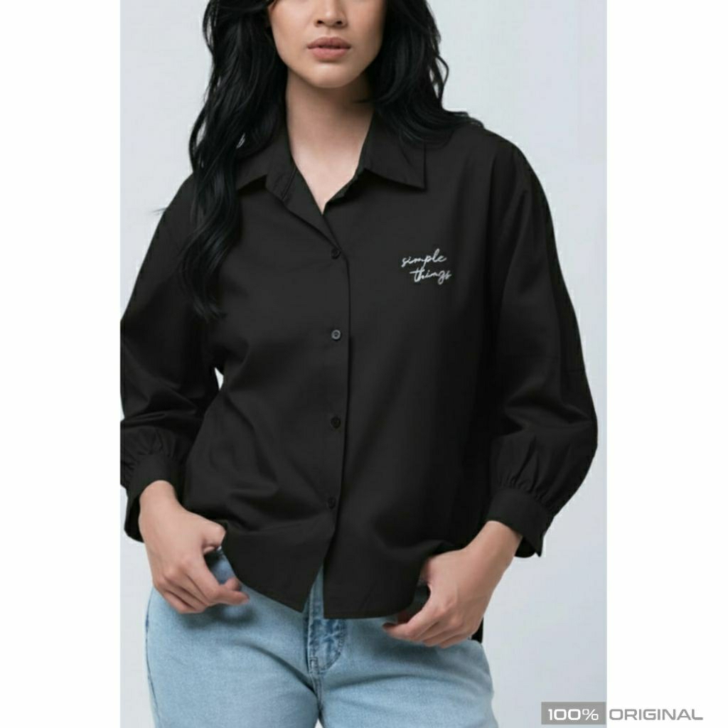 LOGO JEANS New Arrival Kemeja Wanita Logo Jeans Original New Arrival Warna Hitam