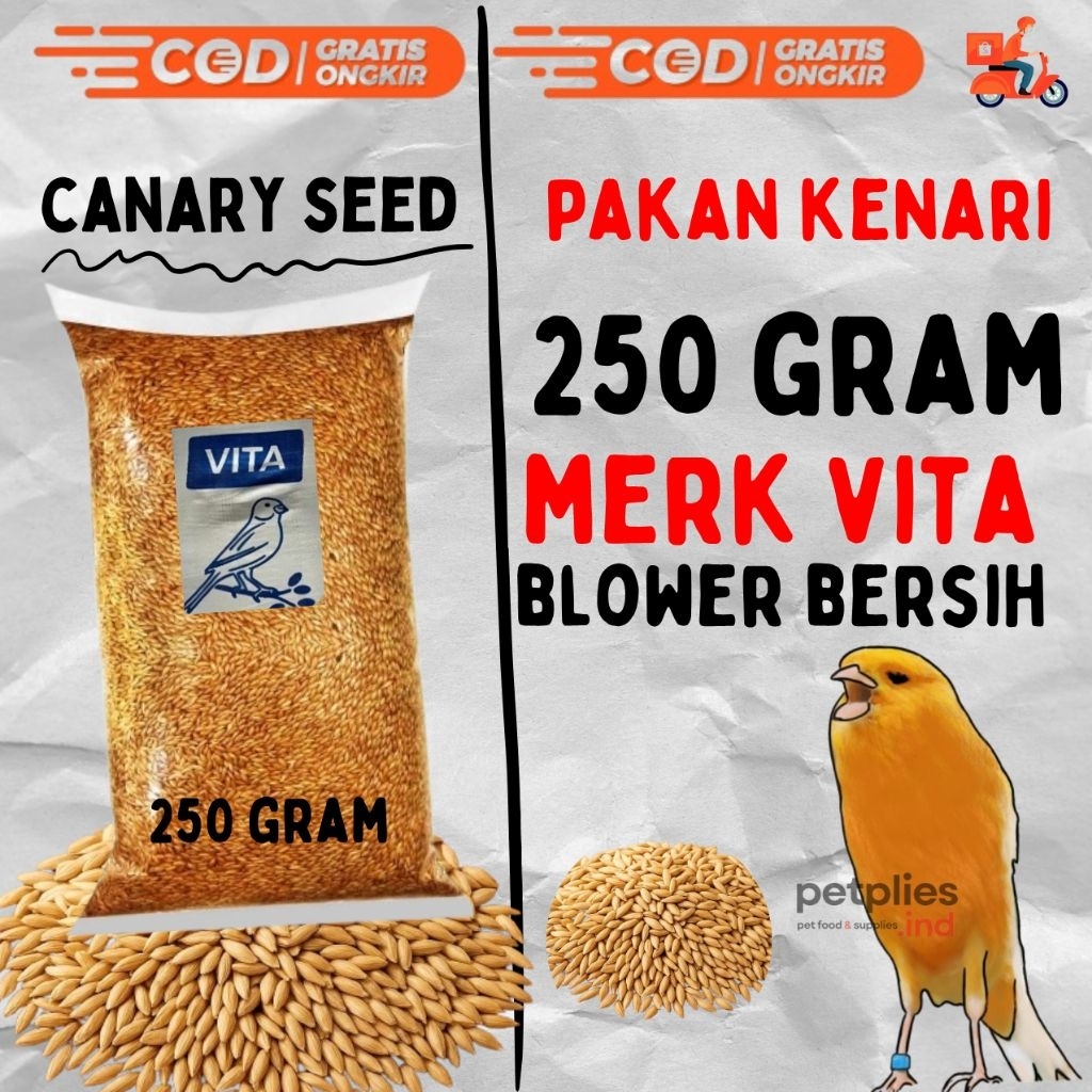 PAKAN BURUNG KENARI SEED VITA 250 Gram - Biji Grade A Premium Untuk Finch LovebirdPakan Burung Milet