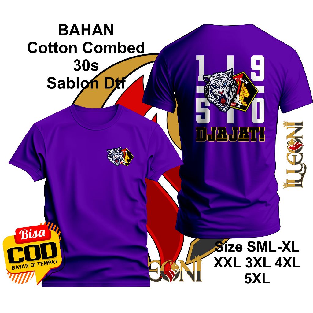 BIG SIZE (S-5XL) Kaos Djajati 1950 / Kaos Persik Kediri/kaos Laskar Macan Putih/ Kaos Persik 1950