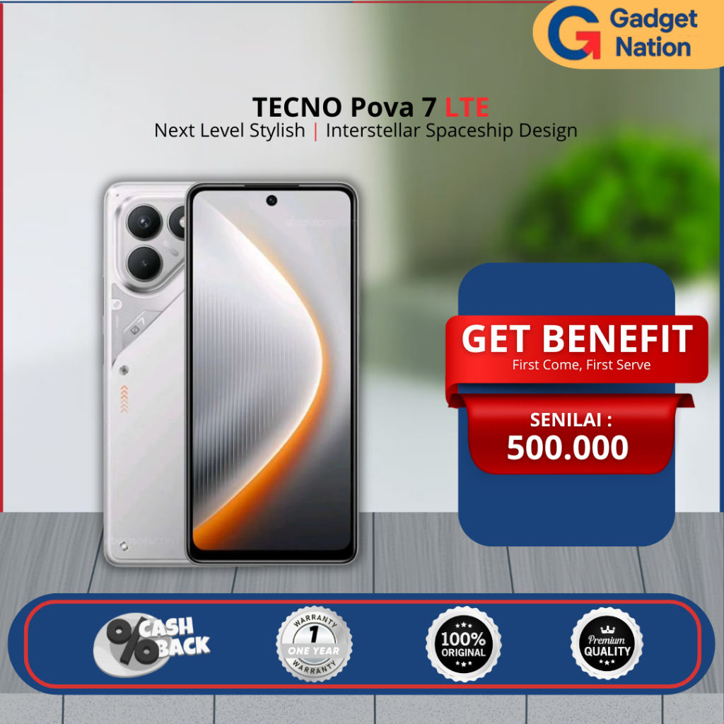 TECNO POVA 7 4G/LTE RAM 8GB Internal 128/256GB Handphone Smartphone Original Garansi Resmi 1 Tahun