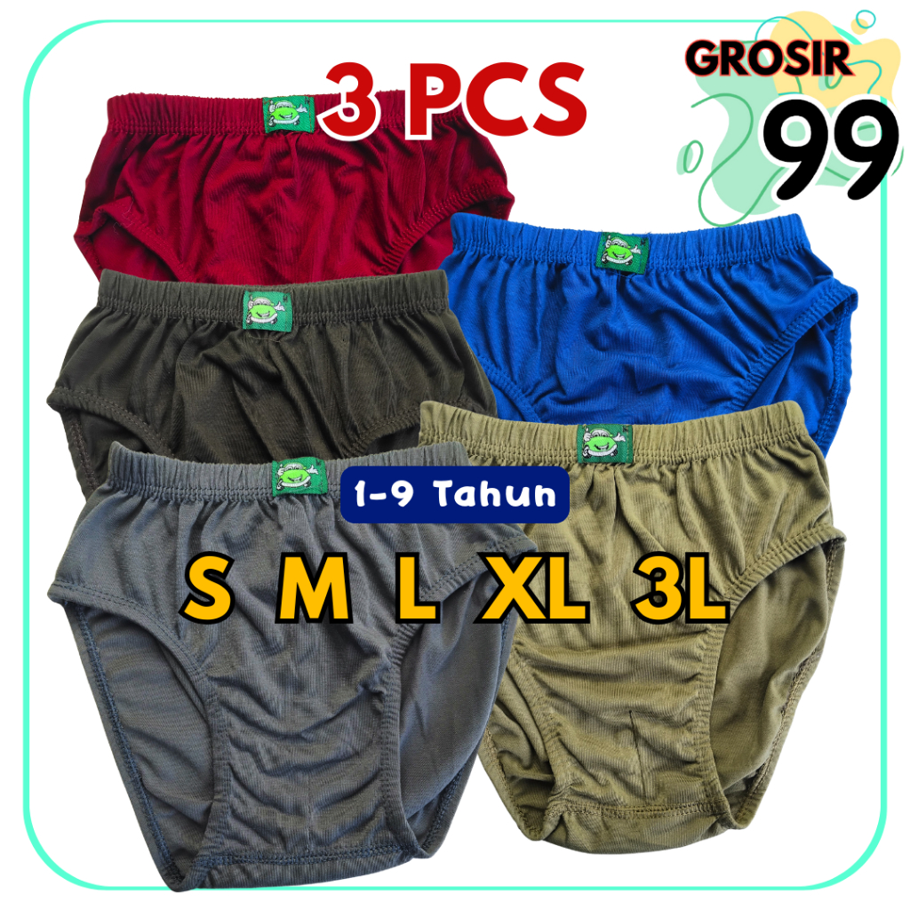 TERLARIS 3 Pcs Celana Dalam Anak LABEL Celana Dalam Anak Laki Laki - Random Warna GROSIR99
