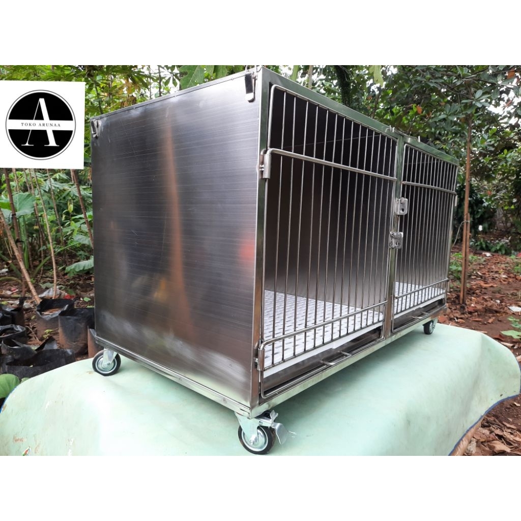Kandang Hewan Kucing Anjing Full Stainless Besar - Pet Cage Anjing kucing