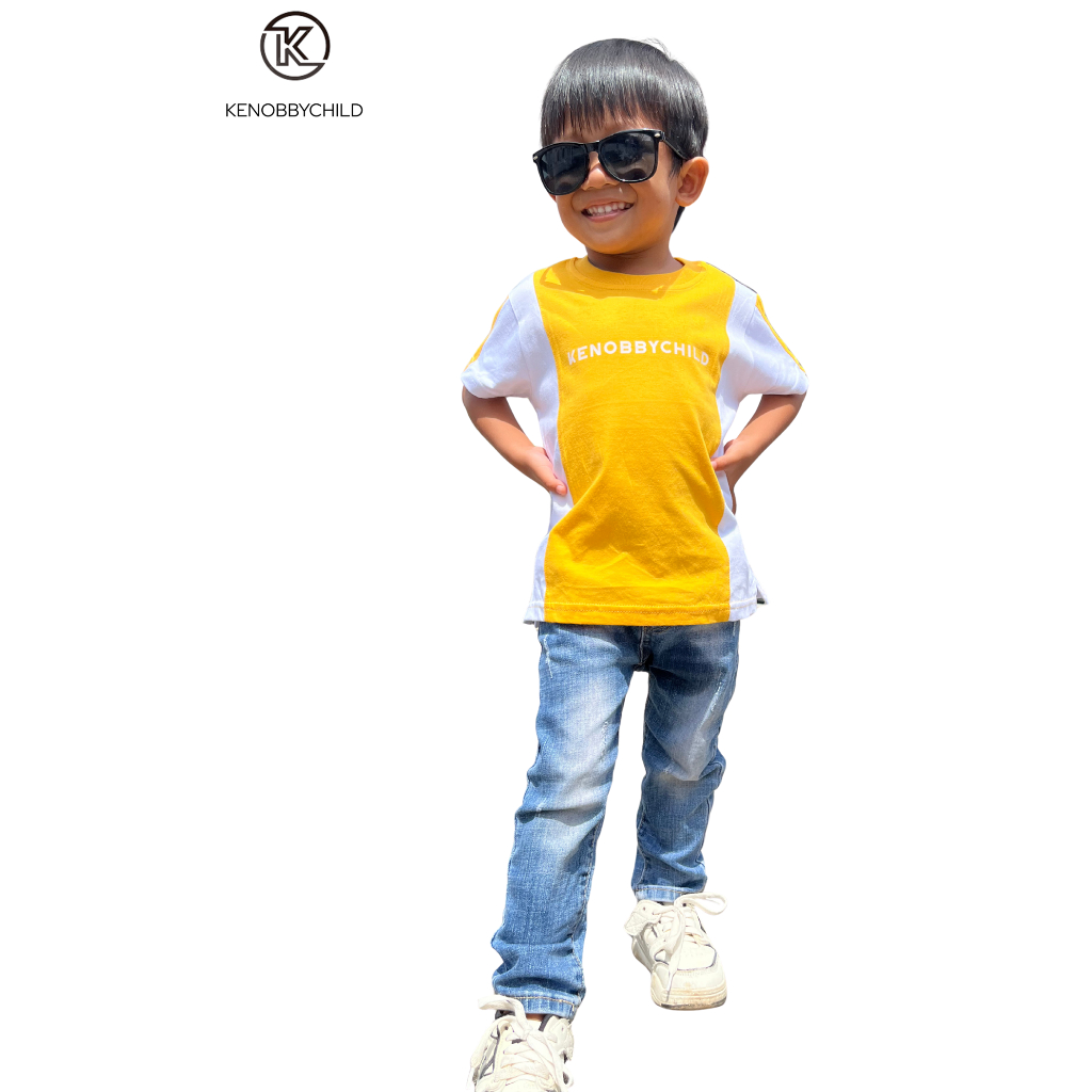 KENOBBYCHILD Kaos anak KMB02 Warna Kuning combine Putih