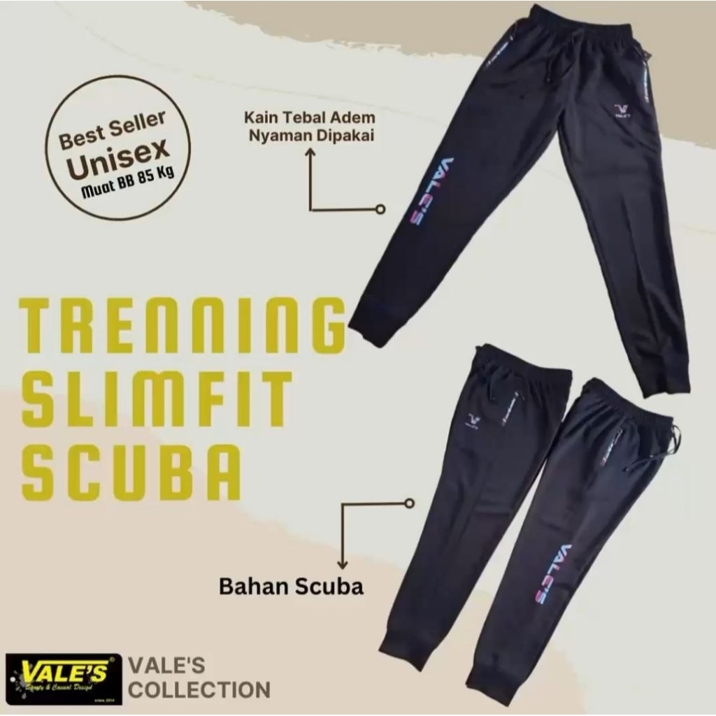Celana olahraga trening joger scuba pria wanita premium