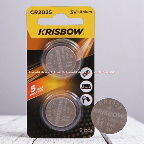 Krisbow CR2025 Set 2pcs Baterei Kancing Lithium CR2025 Silver Baterei Bulat Tahan Lama Berkualitas T
