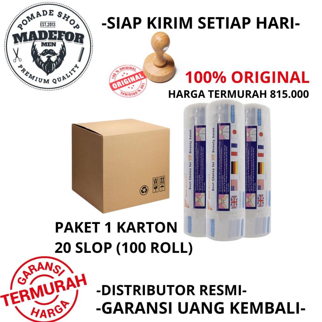 NECK TISSUE BARBERSHOP PREMIUM 1 KARTON ISI 20 SLOP / TISU LEHER BARBERSHOP / NECK TISU / TISU BARBE