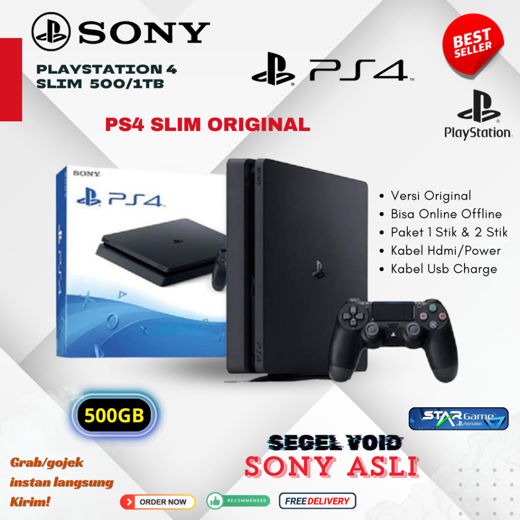 Sony Ps4 Slim Playstation 4 Slim 500-1Tb Firmware Versi Original