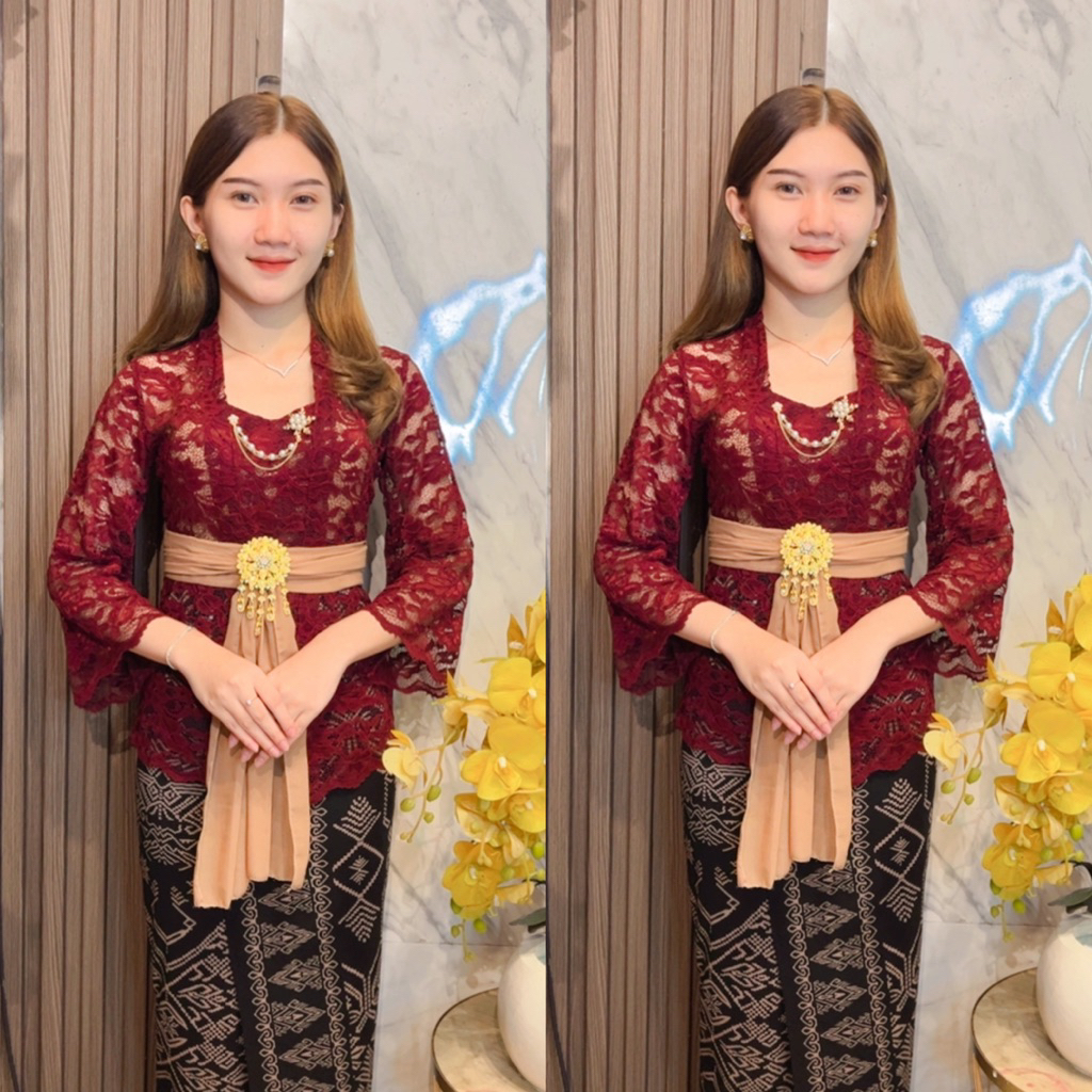 Kebaya Bali Tamara Lonceng Brokat Full Strait