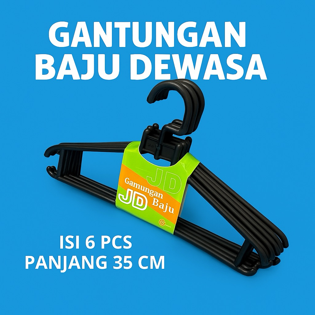 A11 Hanger Hitam Dewasa  / Gantungan Baju Dewasa Hitam JD / Kastok Baju Dewasa