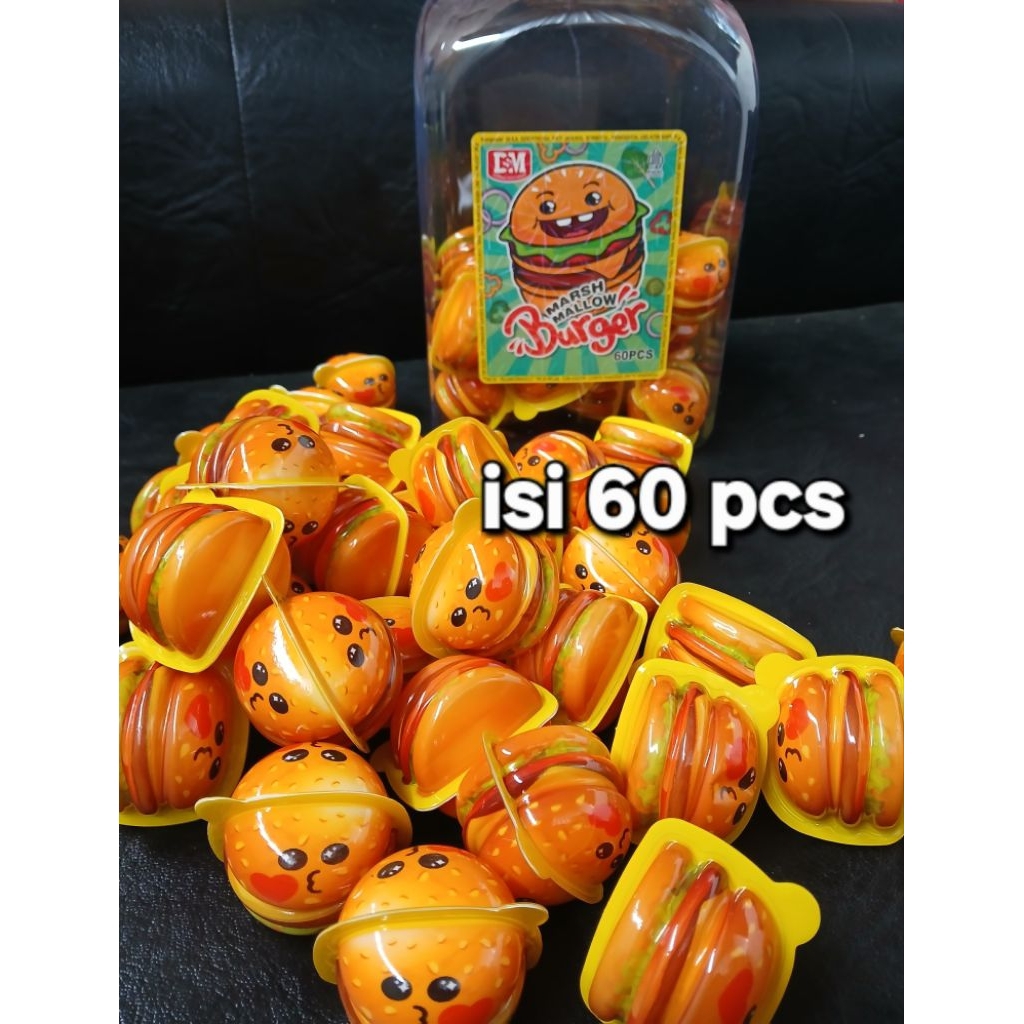 marshmallow BURGER toples isi 60 pcs