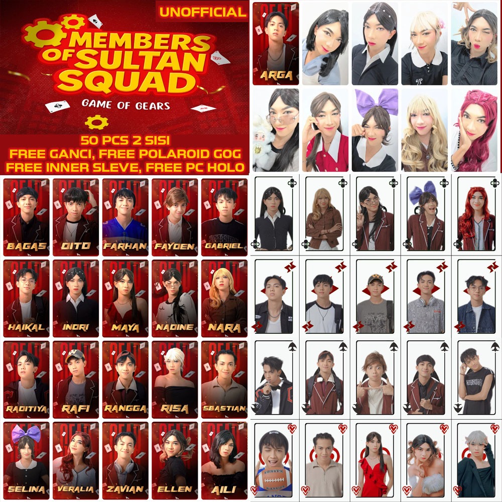 PHOTOCARD 2 SISI SULTAN SQUAD GAME OF GEARS, BLACK ANGEL, LOVE ACADEMY GLOSSY FREE GANCI HOLOGRAM, P