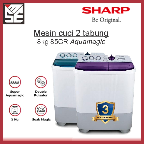 Mesin cuci Sharp 2 tabung 8kg seri Aquamagic BOGOR
