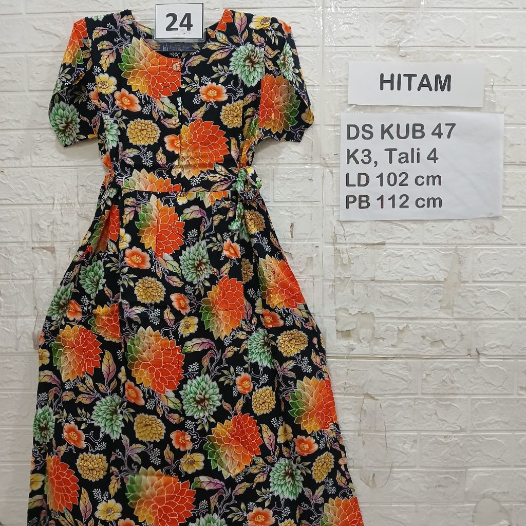 DS KUB 47 Daster batik kencana ungu tali 4 label biru asli ld 100cm busui