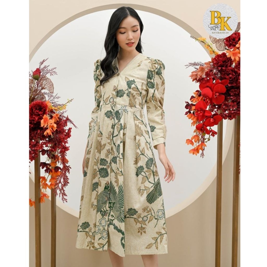 Dress Batik 258 IJO / Terusan Batik Modern Hijau