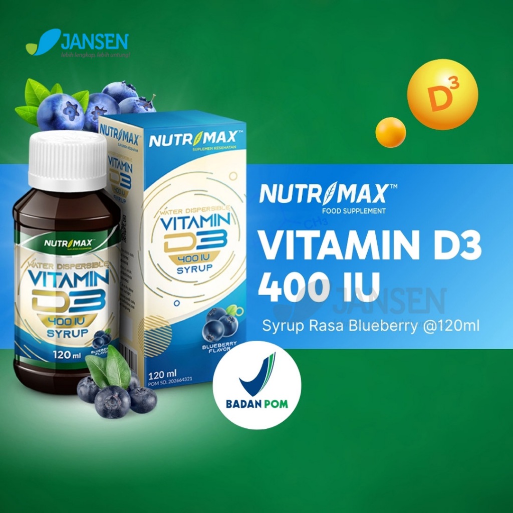 Nutrimax Vitamin D3 400 IU Syrup 120 ml - Suplemen Imunitas Kekebalan Daya Tahan Tubuh Kesehatan Tul