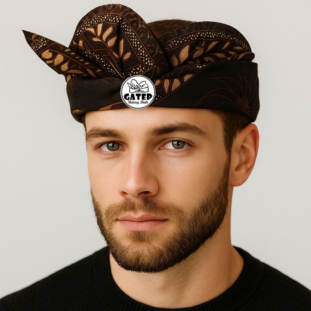 Udeng Batik Khas Bali Motif Bukit - Ikat Kepala Pria Khas Bali Batik - Blangkon Bali Asli - Peci Bal
