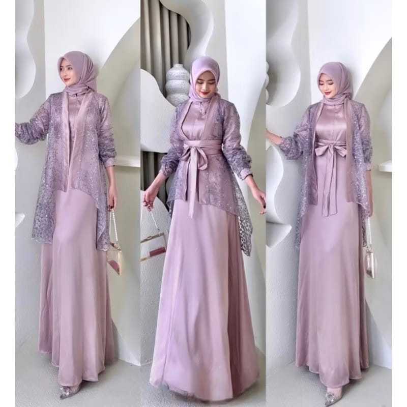 Batik Rais - Viola Dress Outer Brokat Kondangan Gamis Pesta Panjang