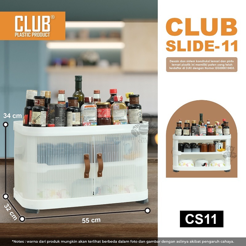 CLUB Lemari Plastik Serbaguna Tempat Penyimpanan Snack, Makanan, Tutup Transparant