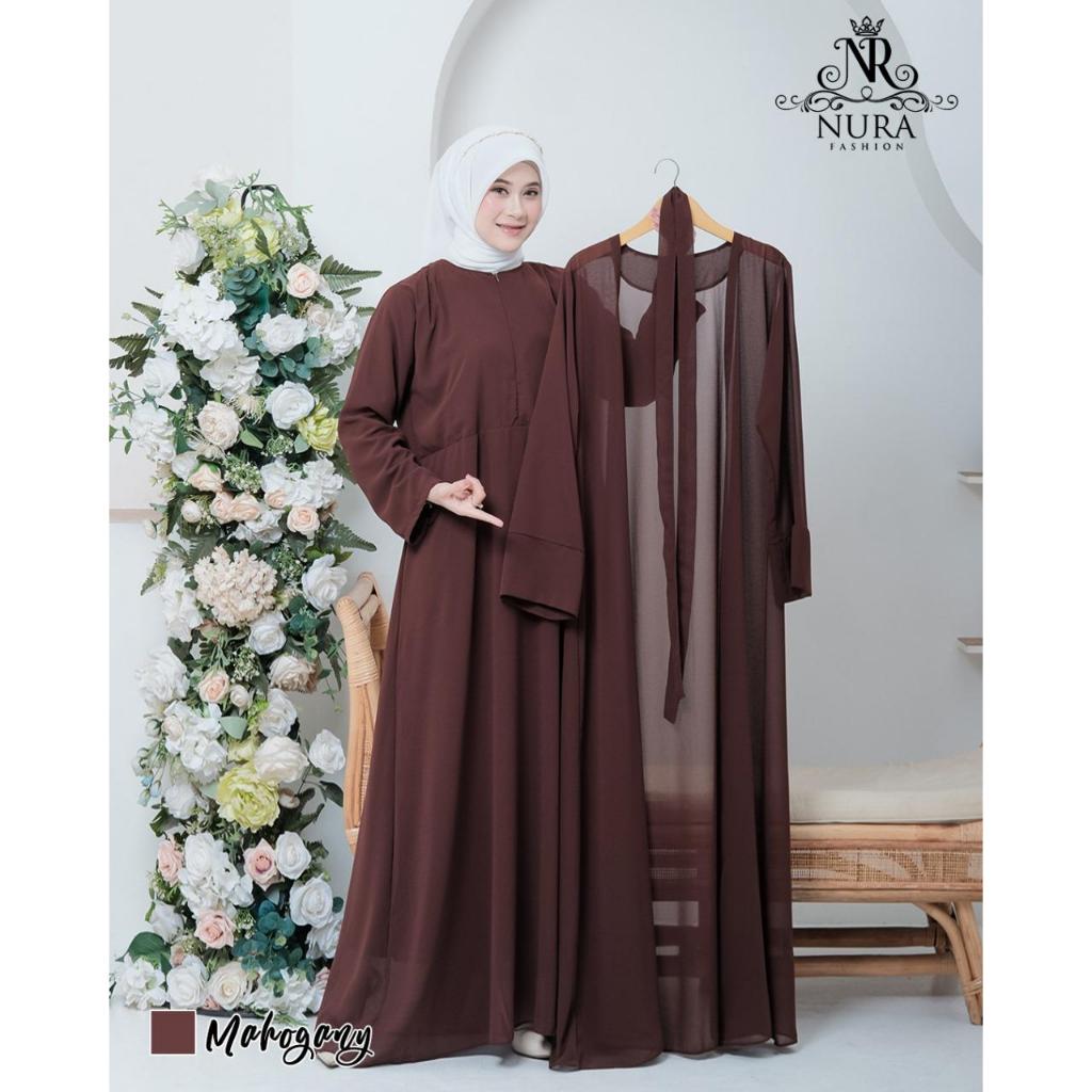 Shafiraa Abaya Wanita 2 in 1 Set Gamis Bahan Ceruty Baby Doll Fashion Muslim Outer Style Rompi 2025