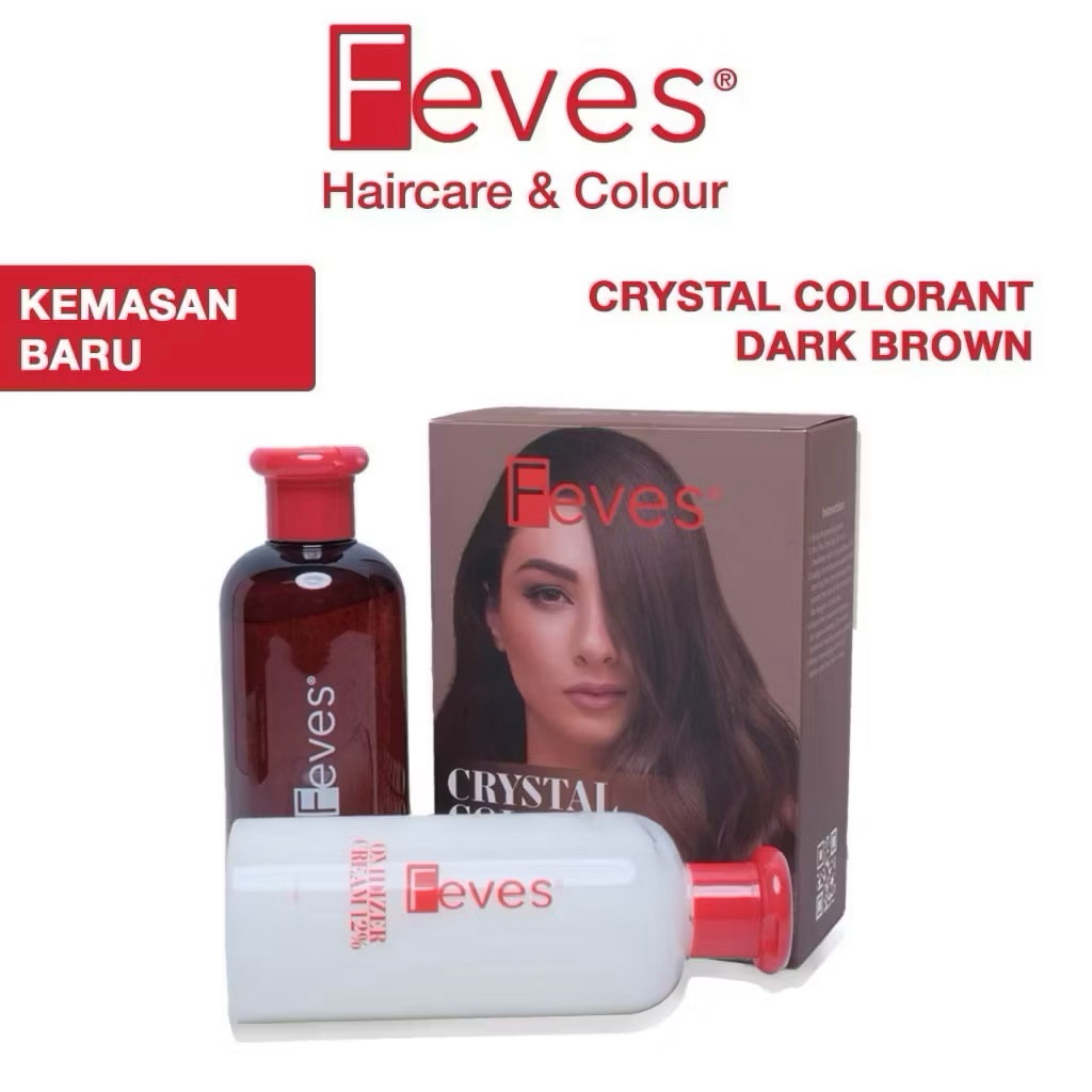 FEVES Crystal Colorant B 300ML Cat Rambut Hitam Cat Rambut Uban Tahan Lama Toning Feves Feves Toning