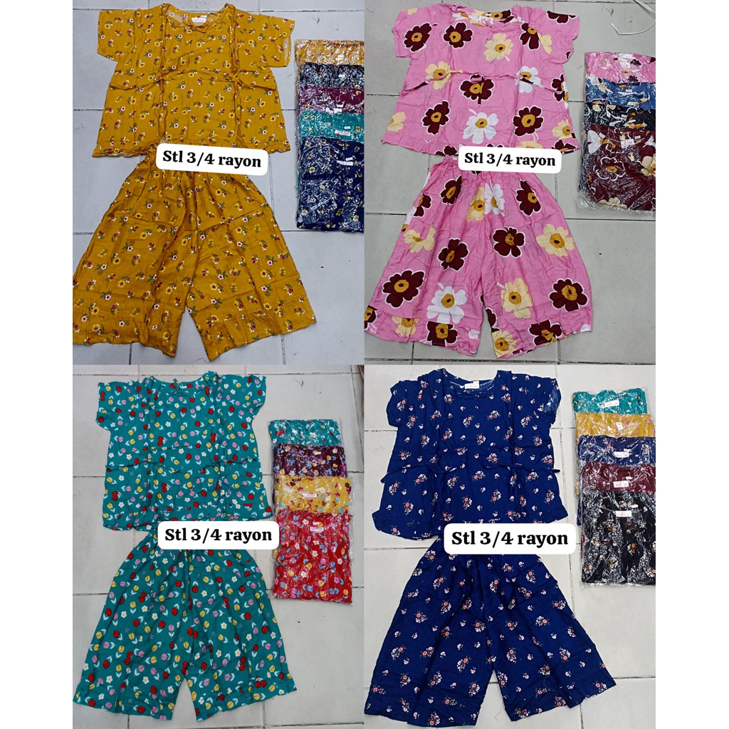 Gajah Putih 3/4 Standar Rayon/Baju Tidur Setelan Pendek